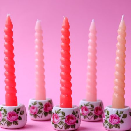 Mini bougeoirs roses