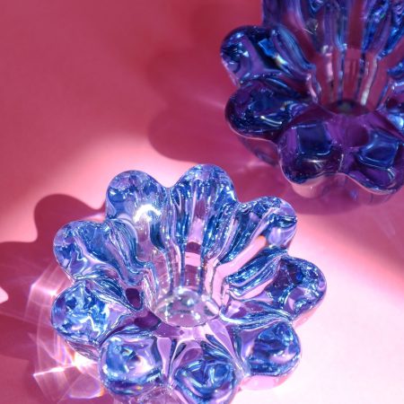 Bougeoirs verre bleu