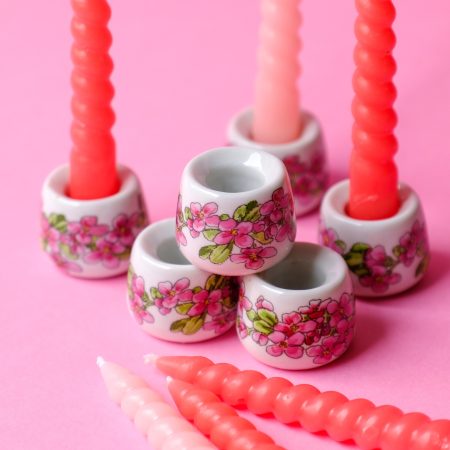 6 Mini bougeoirs cyclamens