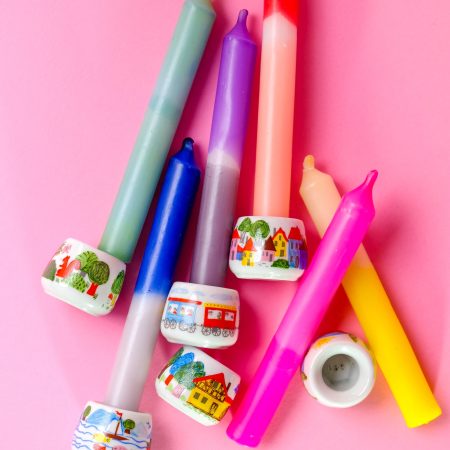 6 Mini bougeoirs naïfs